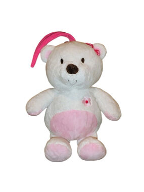 Carters Just One You Bear Flower Plush Musical Baby Crib Pull Toy White Pink